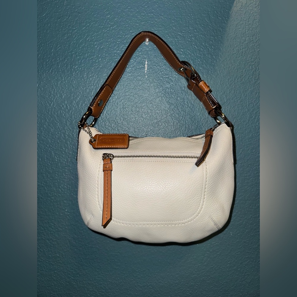 Coach Soho White Pebbled Leather Slouchy Hobo Bag